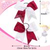 image6PCS 8quot Large Cheer Hair Bows Ponytail Holder Rhinestones Cheerleader Bows with Elastic Band Hair Tie Handmade for Cheerleading Teen Girls College Sports WhiteRedWhiteMaroon