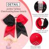image6PCS 8quot Large Cheer Hair Bows Ponytail Holder Rhinestones Cheerleader Bows with Elastic Band Hair Tie Handmade for Cheerleading Teen Girls College Sports WhiteRedBlackRed