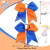 image6PCS 8quot Large Cheer Hair Bows Ponytail Holder Rhinestones Cheerleader Bows with Elastic Band Hair Tie Handmade for Cheerleading Teen Girls College Sports WhiteRedOrangeRoyal Blue