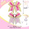 image6PCS 8quot Large Cheer Hair Bows Ponytail Holder Rhinestones Cheerleader Bows with Elastic Band Hair Tie Handmade for Cheerleading Teen Girls College Sports WhiteRedGradient Light Pink