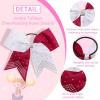 image6PCS 8quot Large Cheer Hair Bows Ponytail Holder Rhinestones Cheerleader Bows with Elastic Band Hair Tie Handmade for Cheerleading Teen Girls College Sports WhiteRedWhiteMaroon