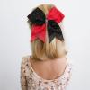 image6PCS 8quot Large Cheer Hair Bows Ponytail Holder Rhinestones Cheerleader Bows with Elastic Band Hair Tie Handmade for Cheerleading Teen Girls College Sports WhiteRedBlackRed
