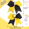 image6PCS 8quot Large Cheer Hair Bows Ponytail Holder Rhinestones Cheerleader Bows with Elastic Band Hair Tie Handmade for Cheerleading Teen Girls College Sports WhiteRedBlackYellow