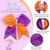 image6PCS 8quot Large Cheer Hair Bows Ponytail Holder Rhinestones Cheerleader Bows with Elastic Band Hair Tie Handmade for Cheerleading Teen Girls College Sports WhiteRedGoldPurple
