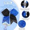 image6PCS 8quot Large Cheer Hair Bows Ponytail Holder Rhinestones Cheerleader Bows with Elastic Band Hair Tie Handmade for Cheerleading Teen Girls College Sports WhiteRedBlackRoyal Blue