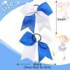 image6PCS 8quot Large Cheer Hair Bows Ponytail Holder Rhinestones Cheerleader Bows with Elastic Band Hair Tie Handmade for Cheerleading Teen Girls College Sports WhiteRedWhiteRoyal Blue