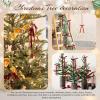 imageOAOLEER 30pcs Velvet Bows for Christmas Tree Christmas Wreath Garland Bow Rustic Crafts Present Bows Vintage 38inch Velvet Ribbon for Xmas Home Outdoor Indoor KhakiRed