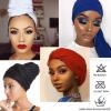 imageOAOLEER 5 Pieces Stretch Jersey Turban Head Wrap Knit Headwraps Urban Hair Scarf Solid Color Ultra Soft Extra Long Breathable Head Band Tie for Women