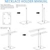imageOAOLEER Acrylic Necklace Organizer Clear Necklace Holder Stand Jewelry Organizer Display Hanger Rack with Bilateral Hooks for Necklaces Pendant Bracelets RingTall 143InTall 128 in