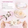 imageOAOLEER Baby Girl Floral Headbands Set 3pcs Flower Headbands Nylon Elastic Hair Band for Infant Newborn Toddler Hair Accessories