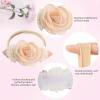 imageOAOLEER Baby Girl Floral Headbands Set 3pcs Flower Headbands Nylon Elastic Hair Band for Infant Newborn Toddler Hair Accessories