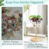 imageOAOLEER Earring Holder Organizer Stand Beach Coconut Tree 360 Rotating Necklaces Jewelry Organizers Storage with 20 Hooks 320 Holes Display Rack for Stud Earrings Hoop Gifts for Women