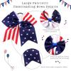 imageOaoleer 4th of July USA Cheer Hair Bows Girls Red White Blue Grosgrain Ribbon Patriotic Bow with Elastic Tie Band For Teens Kids Toddlers 6 Pcs USA Cheer Bow FUSA Cheer Bow F