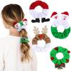 image4 Pcs Christmas Hair Scrunchies Oaoleer Elastic Christmas Hair Ties Elk Santa Scrunchy Ponytail Holder Hairbands Hair Accessories for Women Girls Red Green White ChristmasB