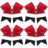 image4pcs Christmas Large Cheer Hair Bows7Inch Xmas Boutique Cheerleader Bows Accessories with Shiny Squares Hair Bows Elastic for Women Kids Toddlers TeensRed white and black