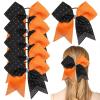 image6PCS 8quot Large Cheer Hair Bows Ponytail Holder Rhinestones Cheerleader Bows with Elastic Band Hair Tie Handmade for Cheerleading Teen Girls College Sports WhiteRedBlackOrange
