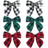 image6pcs Christmas Hair Bow Clips for Girls4Inch Buffalo Plaid Barrettes Accessories with Alligator Hairpins Gifts for Womens Kids Toddlers TeensGreen Red and White Plaid