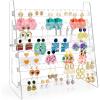 imageOAOLEER Acrylic Earring Holder Organizer 6 Layer Earring Display Stand Earring Storage Rack with 198 Holes Necklace Holder Jewelry Organizer for Women Girls