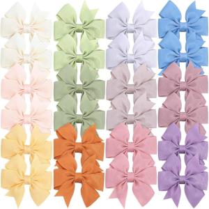 image3 Inch Hair Bows for Baby Girls Oaoleer 40PCS Back to School Pinwheel Bows Grosgrain Ribbon Toddler Bows Clips Hair Barrettes Accessories for Girls 40PCS Ball Hair Bows3inch24pcs