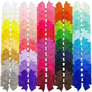 image3 Inch Hair Bows for Baby Girls Oaoleer 40PCS Back to School Pinwheel Bows Grosgrain Ribbon Toddler Bows Clips Hair Barrettes Accessories for Girls 40PCS Ball Hair Bows3inch80pcs Bows