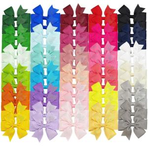 image3 Inch Hair Bows for Baby Girls Oaoleer 40PCS Back to School Pinwheel Bows Grosgrain Ribbon Toddler Bows Clips Hair Barrettes Accessories for Girls 40PCS Ball Hair Bows3inch60pcs Bows