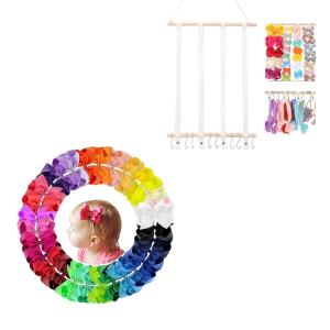 image30 Colors 3 Inch Hair BowsHair Bow Holder Organizer for GirlsHair Clips Headband Organizer Storage Unicorn Wall Hanging Home Decor for Girls Room