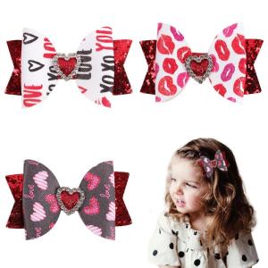 image3Pcs Valentine Bows Clips Mothers Day Hair Bows Gift Pink Bowknot Love Heart Pattern Headwear Hairpin Alligator Clips Bows for Girls Toddlers Kids Womens Valentines Hair Bows  1Valentines Hair Bows  7