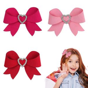 image3Pcs Valentine Bows Clips Mothers Day Hair Bows Gift Pink Bowknot Love Heart Pattern Headwear Hairpin Alligator Clips Bows for Girls Toddlers Kids Womens Valentines Hair Bows  1Valentines Hair Bows  1