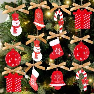 imageOAOLEER 12 Pack Christmas Tree Ornaments Set  Acrylic Christmas Ornaments Snowman Santa Crafts with Party Hanging Decorations