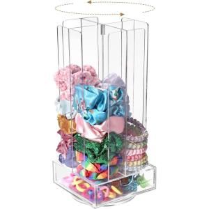 imageOAOLEER Acrylic Scrunchie Holder Organizer Hair Ties Display Stand 4 Tier Hair Accessories Organizer Storage for Bracelets Bangle Watches TypeAType C