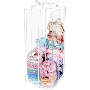 imageOAOLEER Acrylic Scrunchie Holder Organizer Hair Ties Display Stand 4 Tier Hair Accessories Organizer Storage for Bracelets Bangle Watches TypeATypeA