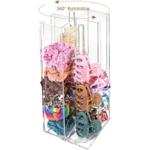 imageOAOLEER Acrylic Scrunchie Holder Organizer Hair Ties Display Stand 4 Tier Hair Accessories Organizer Storage for Bracelets Bangle Watches TypeATypeB