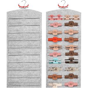 imageOAOLEER Claw Clip Organizer DoubleSided Hair Clip Organizer Storage For Girls Women Hanging Claw Clip Holder Hair Clip Display for Closet Wall Door Room Jewelry Shop BeigeGray