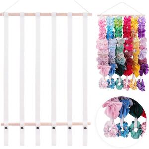 imageOAOLEER Hair Bow Holder Organizer for Girls Hair BowsHair Accessories Headband Organizer Bow Storage Hanger with hook for Baby Girls Wall Hanging Decor for Toddler Girls White AWhite