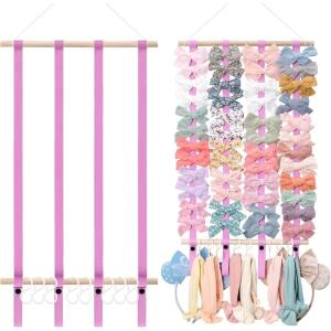 imageOAOLEER Hair Bow Holder Organizer for GirlsHair Clips Headband Organizer Storage Wall Hanging Home Decor for Girls Room 1Pcs White 20Inch1Pcs Pink