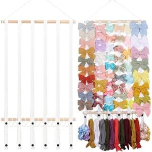 imageOAOLEER Hair Bow Holder Organizer for GirlsHair Clips Headband Organizer Storage Wall Hanging Home Decor for Girls Room 1Pcs White 20Inch1Pcs White 20Inch