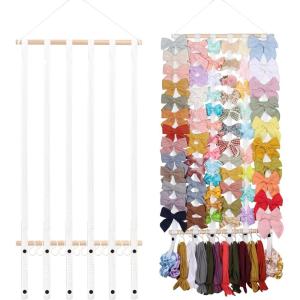 imageOAOLEER Hair Bow Holder Organizer for GirlsHair Clips Headband Organizer Storage Wall Hanging Home Decor for Girls Room 1Pcs White 20Inch1Pcs White 28Inch