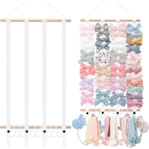 imageOAOLEER Hair Bow Holder Organizer for GirlsHair Clips Headband Organizer Storage Wall Hanging Home Decor for Girls Room 1Pcs White 20Inch1Pcs White