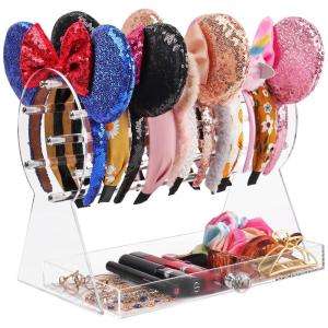 imageOAOLEER Headband Holder Clear Jewelry Organizer for Teen Girl Women Gifts The Perfect Headband Display Organizer Acrylic with DrawerAcrylic with Drawer
