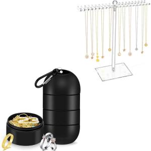 imageOAOLEER Necklace Organizer Necklace Holder Stand Travel Ring Holder Keychain Jewelry Organizer Display for Necklaces Pendant Bracelets Ring