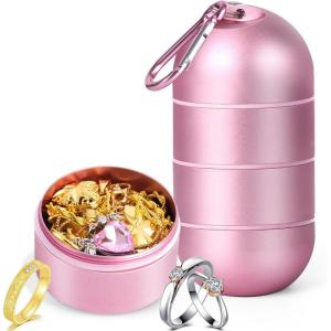 imageOAOLEER Travel Ring ampamp Jewelry Keychain Holder  3 Layers Small Necklace ampamp Bracelet Holder for Gym Sports Bag Black 3 LayerPink