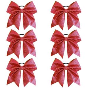 imageOaoleer 12PCS 7quot Large Glitter Cheer Hair Bows Ponytail Holder Elastic Band Handmade for Cheerleading Teen Girls College Sports Glitter Black 12PCSGlitter Red 6PCS