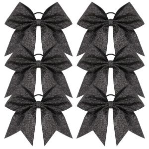 imageOaoleer 12PCS 7quot Large Glitter Cheer Hair Bows Ponytail Holder Elastic Band Handmade for Cheerleading Teen Girls College Sports Glitter Black 12PCSGlitter Colorful Black 6PCS