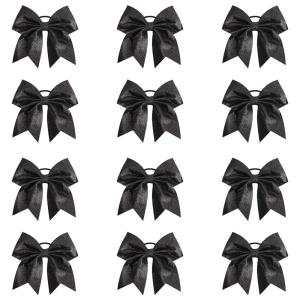 imageOaoleer 12PCS 7quot Large Glitter Cheer Hair Bows Ponytail Holder Elastic Band Handmade for Cheerleading Teen Girls College Sports Glitter Black 12PCSGlitter Black 12PCS