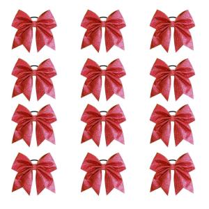 imageOaoleer 12PCS 7quot Large Glitter Cheer Hair Bows Ponytail Holder Elastic Band Handmade for Cheerleading Teen Girls College Sports Glitter Black 12PCSGlitter Red 12PCS