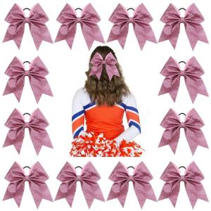 imageOaoleer 12PCS 7quot Large Glitter Cheer Hair Bows Ponytail Holder Elastic Band Handmade for Cheerleading Teen Girls College Sports Glitter Black 12PCSGlitter Colorful Gold 12PCS