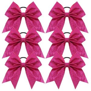 imageOaoleer 12PCS 7quot Large Glitter Cheer Hair Bows Ponytail Holder Elastic Band Handmade for Cheerleading Teen Girls College Sports Glitter Black 12PCSGlitter Purple Red 6PCS