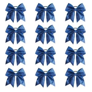 imageOaoleer 12PCS 7quot Large Glitter Cheer Hair Bows Ponytail Holder Elastic Band Handmade for Cheerleading Teen Girls College Sports Glitter Black 12PCSGlitter Royal Blue 12PCS