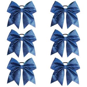 imageOaoleer 12PCS 7quot Large Glitter Cheer Hair Bows Ponytail Holder Elastic Band Handmade for Cheerleading Teen Girls College Sports Glitter Black 12PCSGlitter Royal Blue 6PCS
