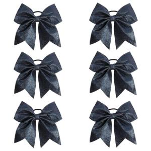 imageOaoleer 12PCS 7quot Large Glitter Cheer Hair Bows Ponytail Holder Elastic Band Handmade for Cheerleading Teen Girls College Sports Glitter Black 12PCSGlitter Navy 6PCS